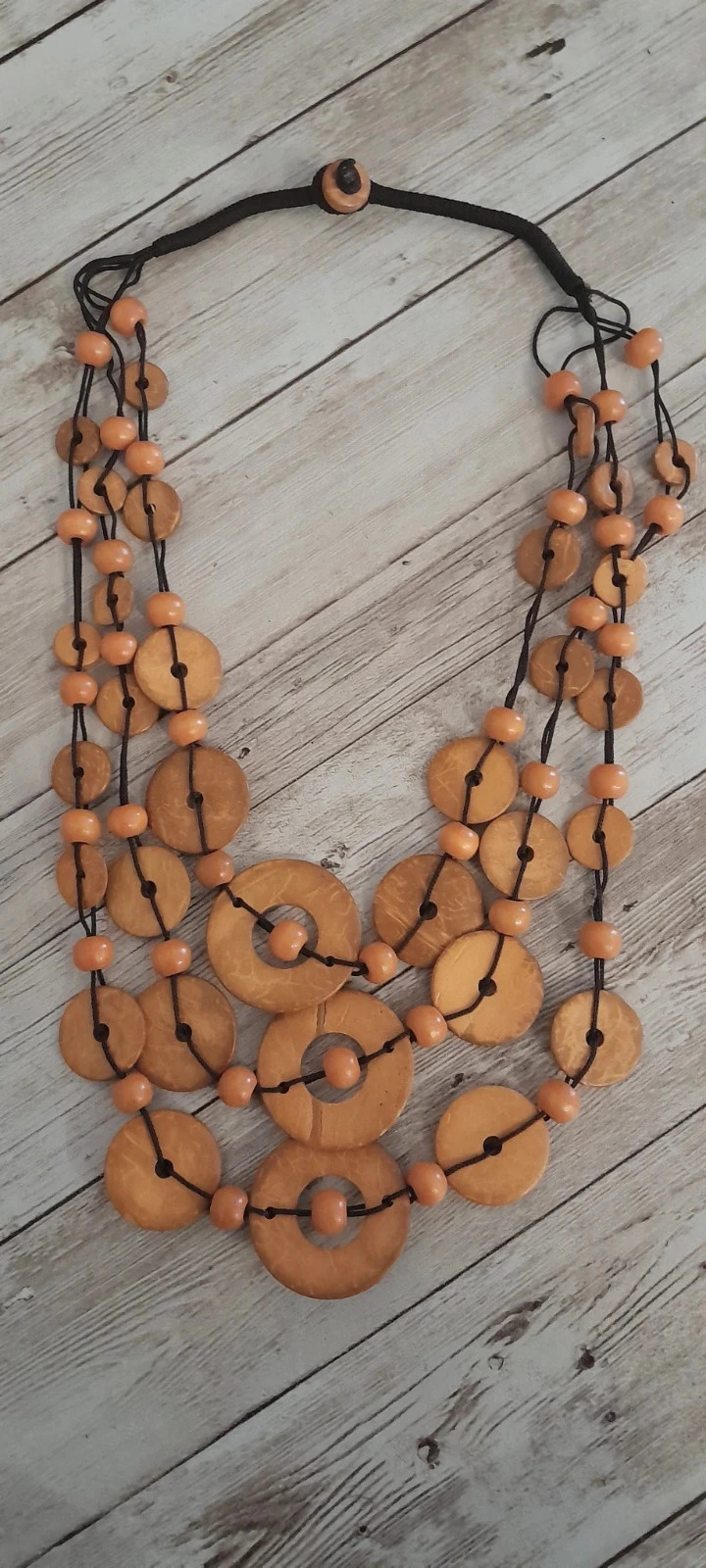 Collar de madera, colores anaranjados, estilo Bohème – photo 2